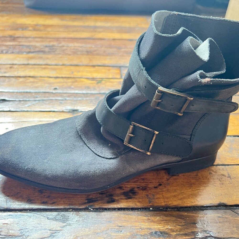 HUDSON LONDON 2 Buckle Black Leather Chelsea Ankle Boots - 9 / 40 UK